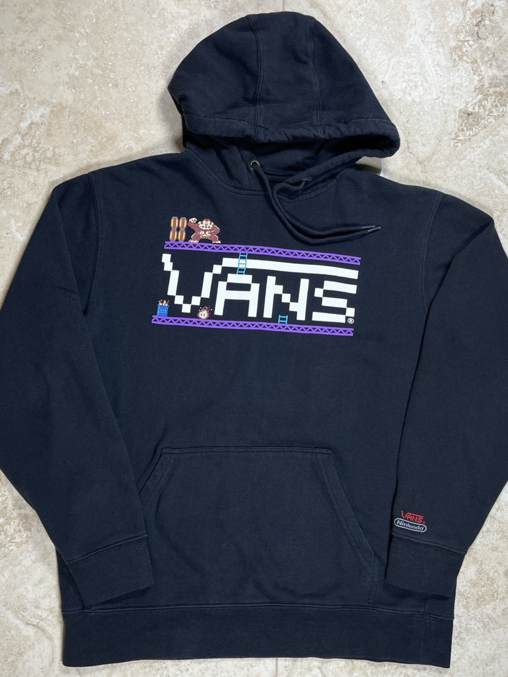 Vans × Nintendo Donkey Kong NES Retro Gamer Collab 2016 Graphic Pull Over Hoodie